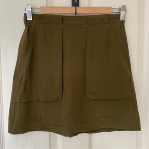 Madewell Lookout Silk Mini Skirt Military Olive Green XS